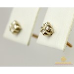 Gold & SilverЗолотые Серьги 585 проба. Женские серьги с красного и белого золота, Пуссеты, с вставкой Бриллиант 20040