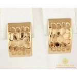 Золотые Серьги 585 проба. Женские серьги с красного золота Прямоугольные без вставок мозаика 470354 , Gold & Silver Gold & Silver, Украина