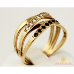 Gold & SilverЗолотое кольцо 585 проба. Женское Кольцо широкое с красного золота с вставкой белых и черных камней. 3,88 грамма. kv830010i