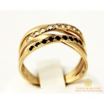 Золотое кольцо 585 проба. Женское Кольцо широкое с красного золота с вставкой белых и черных камней. 3,88 грамма. kv830010i , Gold & Silver Gold & Silver, Украина