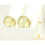 Gold & SilverЗолотые Серьги 585 проба. Женские серьги с красного золота,  Пуссеты (Гвоздики) Лимонный Кварц 588036