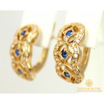Gold & SilverЗолотые Серьги 585 проба. Женские серьги с красного золота, с вставкой синие камни cv025.02i