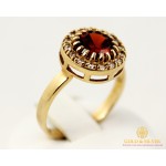 Gold & SilverЗолотое кольцо 585 проба. Женское Кольцо с красного золота с вставкой красного камня. kv1353