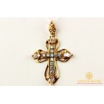 Gold & SilverЗолотой Крест 585 проба. Женский крест скрасного золота, с камнями. kp022i