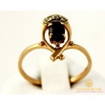 Золотое кольцо 585 проба. Женское Кольцо с красного золота с вставкой черного камня. 2,28 грамма. kv979010i , Gold & Silver Gold & Silver, Украина