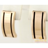 Золотые серьги 585 проба. Женские серьги с красного золота с каучуком. 2,95 грамма. 930007
