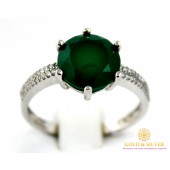 Серебряное кольцо 925 проба. Женское серебряное Кольцо Стефани с вставкой Зеленый Агат 20989p