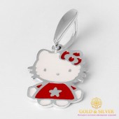 Серебряный подвес 925 проба. Кулон детский 'Hello Kitty' эмаль 3671e