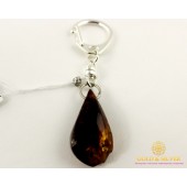 Серебряный Брелок 925 пробы. Брелок Янтарь 13vbr02