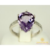 Серебряное кольцо 925 проба. Женское серебряное Кольцо Стефани Капля с вставкой Аметист 16169p