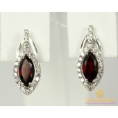 Серебряные Серьги 925 проба. Женские серьги Карамель с вставкой Гранат 2,99 грамма 20529р