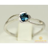 Серебряное кольцо 925 проба. Женское серебярное Кольцо Подарок 4 с вставкой Лондон Топаз 16549r