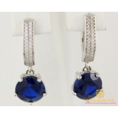 Серебряные Серьги 925 проба. Женские серебряные серьги Стефани с вставкой Нано Сапфир 2098/9р