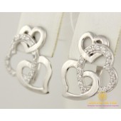 Серебряные серьги 925 проба. Женские Серьги серебряные Сердечки 920195