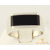 Серебряное кольцо 875 проба. Кольцо мужское обсидиан им. 313