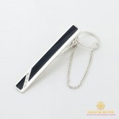 Серебряный зажим для галстука 925 проба. Мужской зажим серебряный. 8052/1е