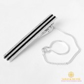 Серебряный зажим для галстука 925 проба. Мужской зажим серебряный. 8147е