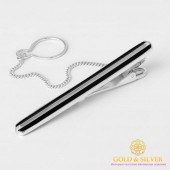 Серебряный зажим для галстука 925 проба. Мужской зажим серебряный. 8149е