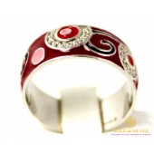Серебряное кольцо 925 проба. Женское серебярное Кольцо с вставкой Эмаль 1646e