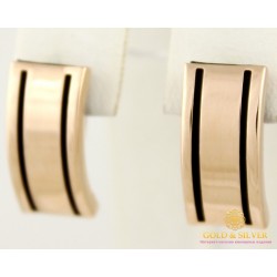 Золотые серьги 585 проба. Женские серьги с красного золота с каучуком. 2,95 грамма. 930007