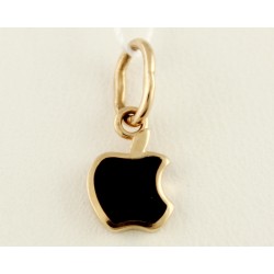 Золотой подвес 585 проба. Кулон с красного золота Apple (яблоко), с вставкой ювелирной эмали. 130233е
