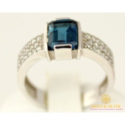 Серебряное кольцо 925 проба. Женское серебярное Кольцо Фрезия с вставкой Лондон Топаз 16149p