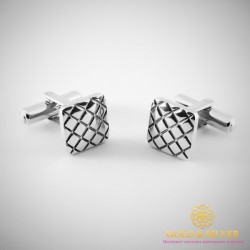 Серебряные запонки 925 проба. Запонки для мужчин рельефные. 8245