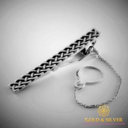 Серебряный зажим для галстука 925 проба. Мужской зажим серебряный. 8444