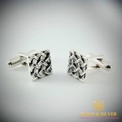 Серебряные запонки 925 проба. Запонки для мужчин рельефные 8244_1