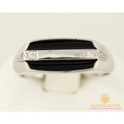 Серебряное кольцо 925 проба. Мужское кольцо с черной эмалью 1549e