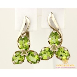 Серебряные Серьги 925 проба. Женские серьги с вставкой Перидот 6,25 грамма 2381pr 