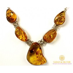 Серебряное Колье Камни Янтаря 3854