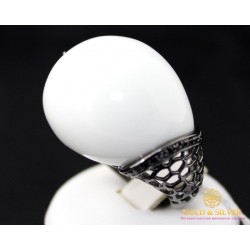 Серебряное кольцо 925 проба. Женское Кольцо Белый Агат 155982