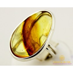 Серебряное кольцо 925 проба. Женское Кольцо Янтарь 002k