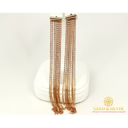 Золотые Серьги 585 проба. Женские серьги с красного золота, Водопад 480052