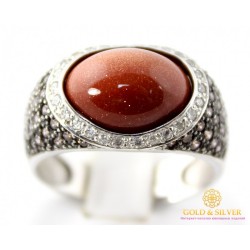 Серебряное кольцо 925 проба. Женское серебряное Кольцо Шермен с вставкой Авантюрин 13779p