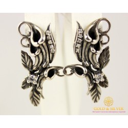 Серебряные Серьги 925 проба. Женские серебряные серьги Омела 2520