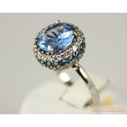 Серебряное кольцо 925 проба. Женское Кольцо Тиса с голубым камушком. 13819р