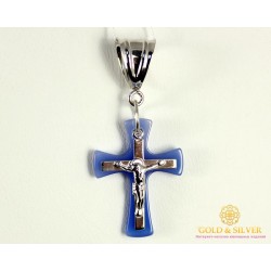 Серебряный Крест 925 проба. Женский крестик с Агатом. 1720032c