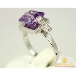 Серебряное кольцо 925 проба. Женское Кольцо с вставкой Аметист 3,9 грамма. 1816am
