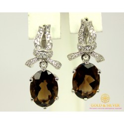 Серебряные Серьги 925 проба. Женские серебряные серьги Мариэлла с вставкой Дымчатый Кварц 21059p