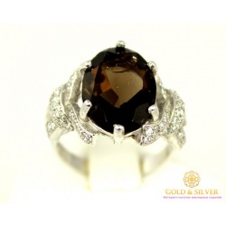 Серебряное кольцо 925 проба. Женское Кольцо Мариэлла с вставкой Дымчатый Кварц 16419p