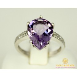 Серебряное кольцо 925 проба. Женское серебряное Кольцо Стефани Капля с вставкой Аметист 16169p