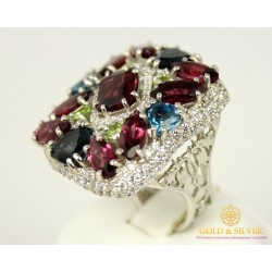 Серебряное кольцо 925 проба. Женское серебярное кольцо Императрица с втсавкой Топаз Родолит 16479р