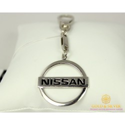 Серебряный Брелок 925 проба. Брелок автомобильный Nissan (Ниссан) с эмалью 8122е 