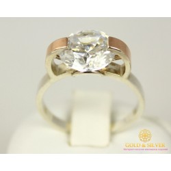 Серебряное кольцо 925 проба. Женское Кольцо с вставкой Золота 3,74 грамма. 081 Gold & Silver, Украина
