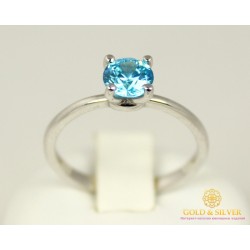 Серебряное кольцо 925 проба. Женское Кольцо с голубым камушком. 320905с