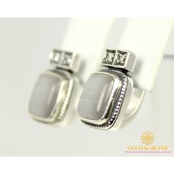 Серебряные Серьги 925 проба. Женские серебряные серьги Улексит 2158