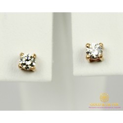 Золотые Серьги 585 проба. Женские серьги с красного золота, Пуссеты Swarovski (Сваровски) сп021(s)и