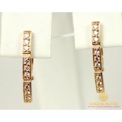 Золотые Серьги 585 проба. Женские серьги с красного золота. 420893